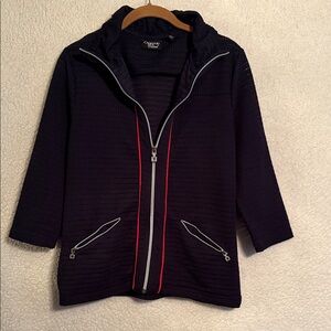 Onque Casuals Navy Utility Jacket with Red Accents